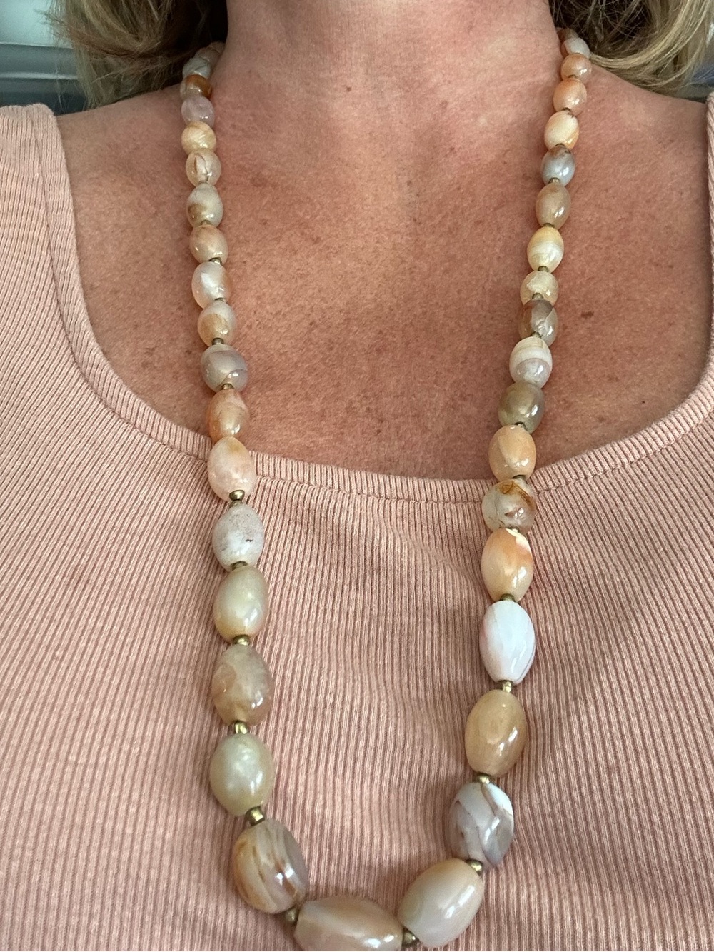 Vintage Natural Agate Beaded Necklace